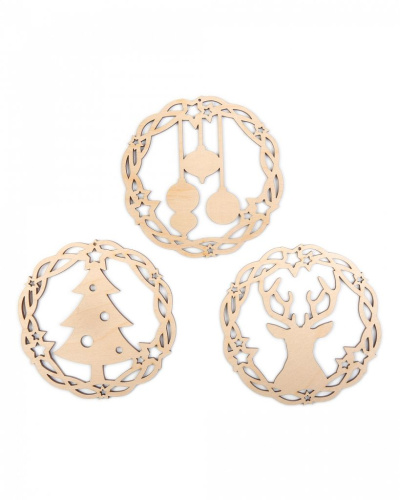 Набор заготовок для декорирования елочные игрушки "Венки резные"