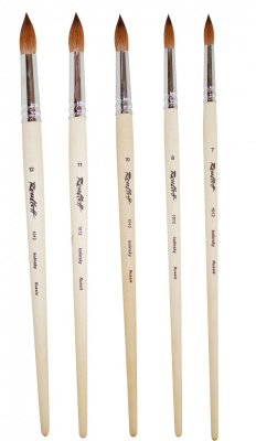 Кисть колонок круглая Roubloff "1012" длинная ручка п/лак