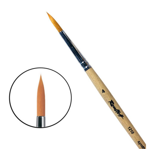 Кисть синтетика №4 круглая Roubloff "1210" короткая ручка п/лак