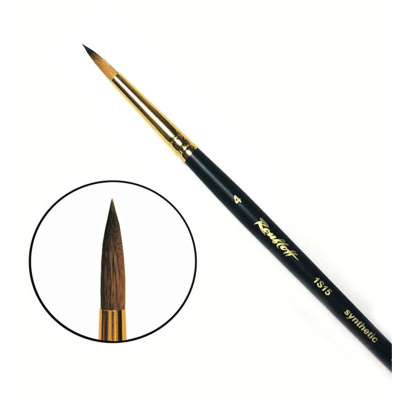 Кисть синтетика под колонок №4 круглая Roubloff "1S15" короткая ручка