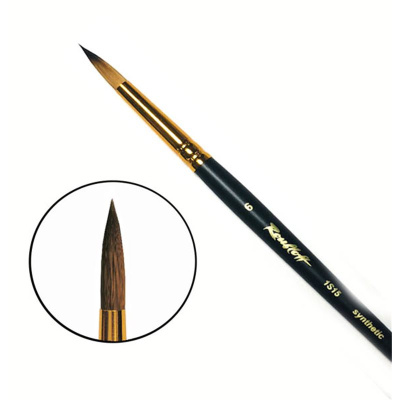 Кисть синтетика под колонок №6 круглая Roubloff "1S15" короткая ручка