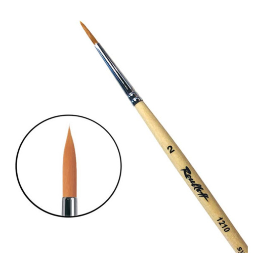 Кисть синтетика №2 круглая Roubloff "1210" короткая ручка п/лак