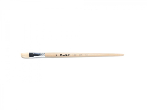 Кисть щетина №18 плоская Roubloff "1622" длинная ручка п/лак