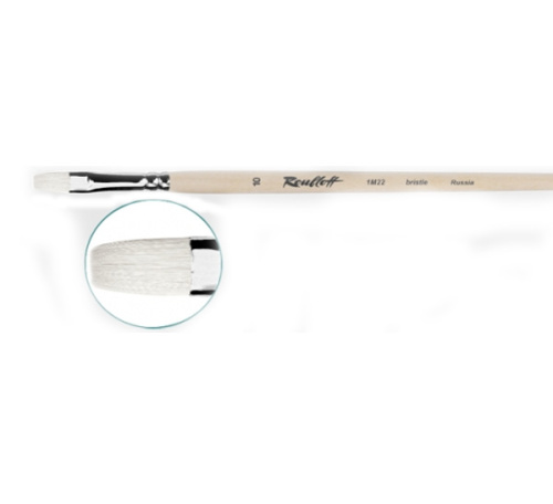 Кисть синтетика белая №12 овальная Roubloff "1B32" длинная ручка