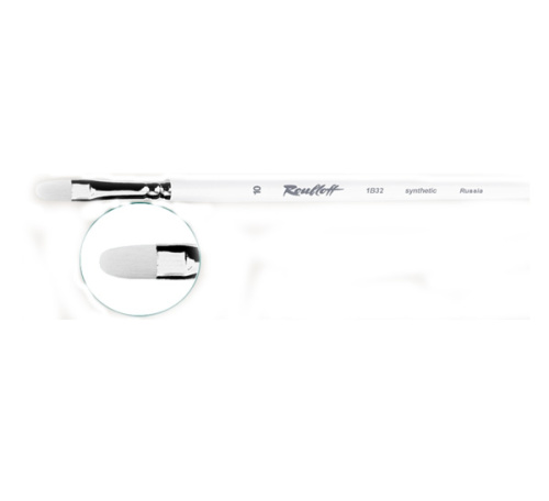 Кисть синтетика белая №4 овальная Roubloff "1B32" длинная ручка
