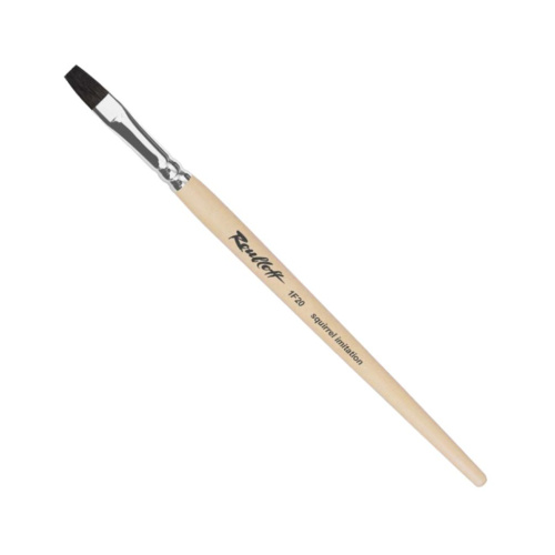 Кисть синтетика имитация белки №16 плоская Roubloff "1F20" ручка короткая, пропит. лаком