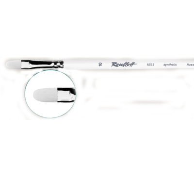 Кисть синтетика белая №30 плоская Roubloff "1B22" длинная ручка