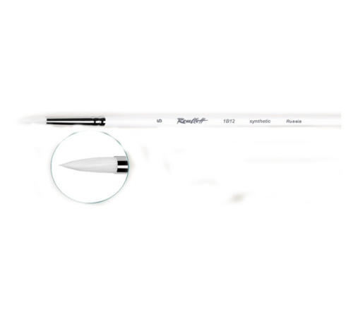 Кисть синтетика белая №7 круглая Roubloff "1B12" длинная ручка