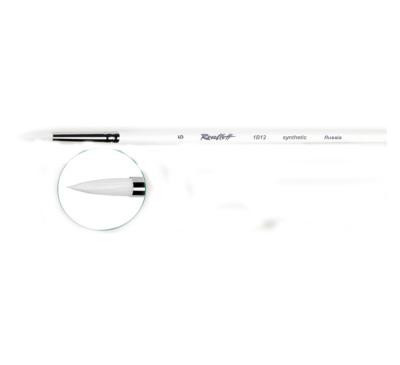 Кисть синтетика белая №7 круглая Roubloff "1B12" длинная ручка