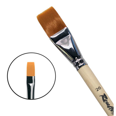 Кисть синтетика №26 плоская Roubloff "1222" длинная ручка п/лак