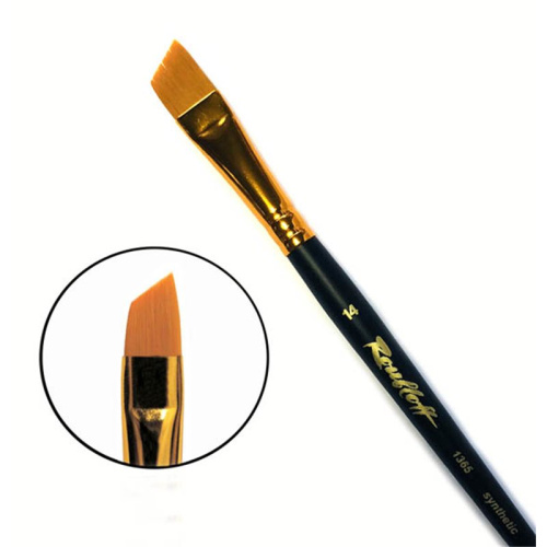 Кисть синтетика №14 скошенная Roubloff "1365" короткая ручка, матовая