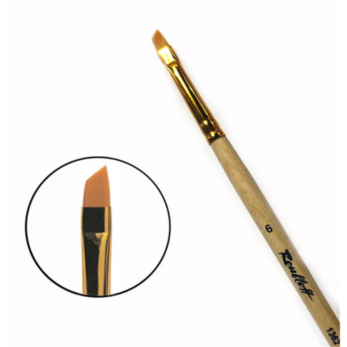 Кисть синтетика №6 скошенная Roubloff "1362" длинная ручка п/лак