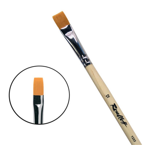 Кисть синтетика №12 плоская Roubloff "1222" длинная ручка п/лак