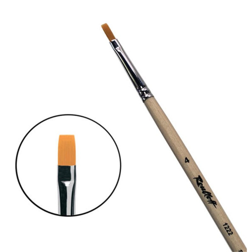 Кисть синтетика №4 плоская Roubloff "1222" длинная ручка п/лак