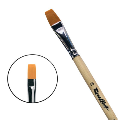 Кисть синтетика №14 плоская Roubloff "1222" длинная ручка п/лак