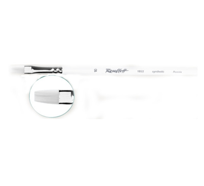 Кисть синтетика белая №20 плоская Roubloff "1B22" длинная ручка