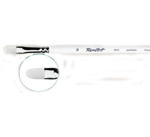 Кисть синтетика белая №10 плоская Roubloff "1B22" длинная ручка