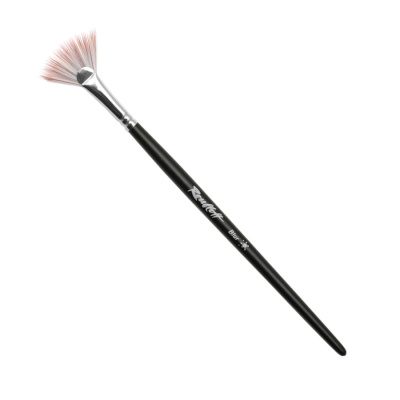 Кисть синтетика белая и вишневая веерная двойная выставка Roubloff "Blur" ручка удлиненая, черная матовая