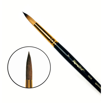 Кисть синтетика под колонок №7 круглая Roubloff "1S15" короткая ручка