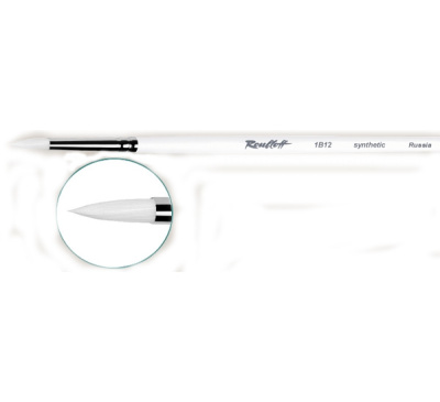 Кисть синтетика белая №14 круглая Roubloff "1B12" длинная ручка