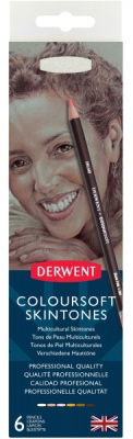 Набор карандашей цветных Derwent "Coloursoft Skintones" 6 шт в мет кор