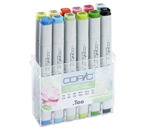 Набор маркеров Copic 12 шт "Весна" ярких оттенков, в пластике