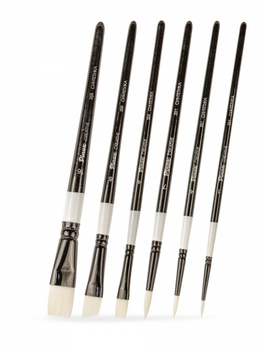 Набор кистей белая синтетика Pinax "CREATIVE White Taklon" АССОРТИ 6 шт