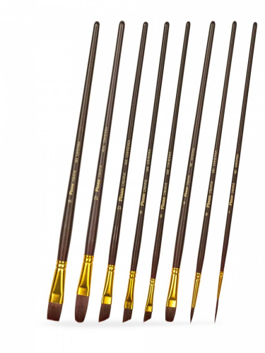 Набор кистей бордовая синтетика Pinax "CREATIVE" АССОРТИ 8 шт, длинная ручка.