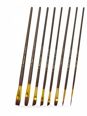 Набор кистей бордовая синтетика Pinax "CREATIVE" АССОРТИ 8 шт, длинная ручка.