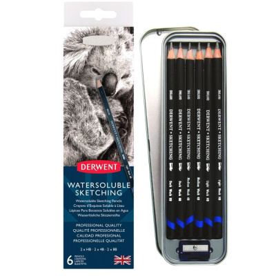 Набор карандашей чернографитных Derwent "Watersoluble Sketching" 6 шт
