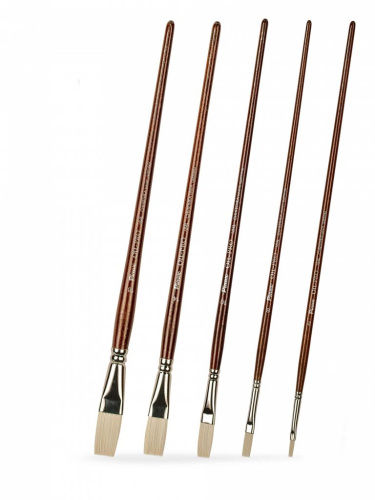 Набор кистей синтетика Pinax "Oil-PRO" плоские удлиненные 5 шт