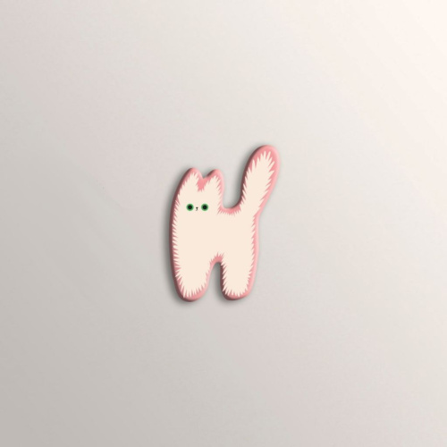 Стикер объемный "Тревожный котик Снежок"