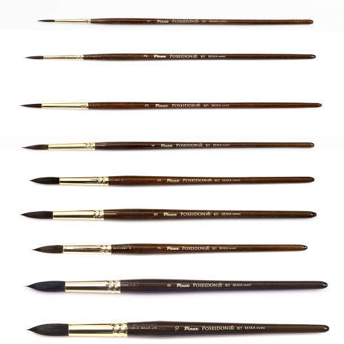 Кисть белка микс круглая Pinax "Poseidon 821" короткая ручка