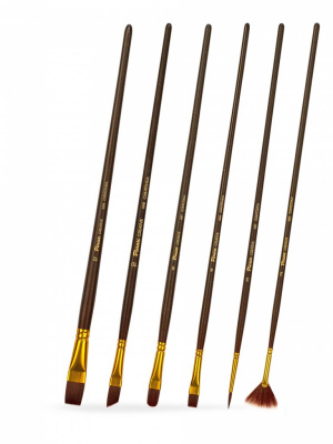 Набор кистей бордовая синтетика Pinax "CREATIVE" АССОРТИ 6 шт, длинная ручка