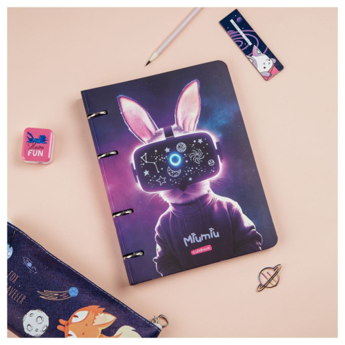 Тетрадь на кольцах MESHU "Miumiu" А5 100 л, картон, матовая ламинация, тиснение фольгой