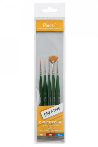 Набор кистей Синтетика для миниатюр Pinax "Creative Line" 5 шт, ассорти