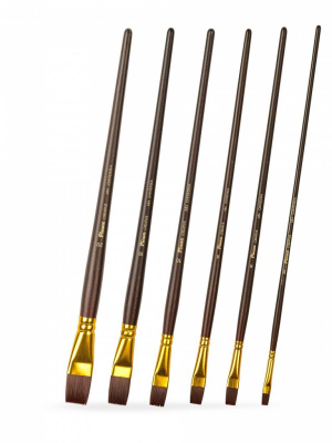 Набор кистей бордовая синтетика Pinax "CREATIVE" плоские 6 шт, длинная ручка