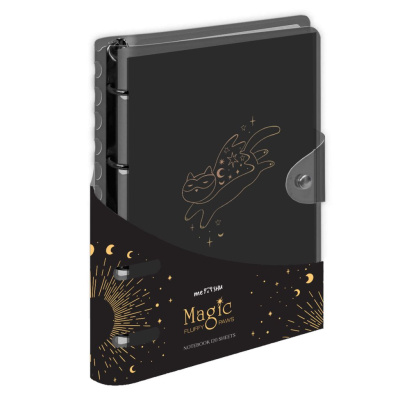 Тетрадь в клетку на кольцах MESHU "Black cat" А5 120 л, с пластиковой обложкой