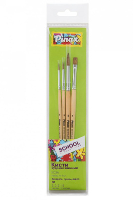 Набор кистей Коза Pinax "School&Hobby" 4 шт, в блистере