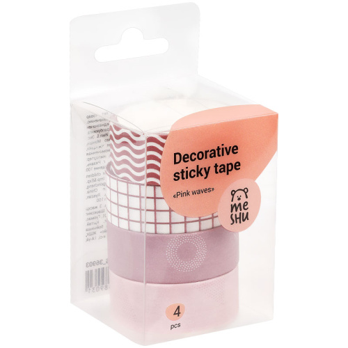 Набор клейких декоративных лент MESHU "Pink waves", 4шт