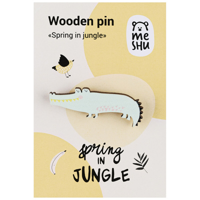 Значок деревянный MESHU "Spring in jungle", 4,5*2,0 см