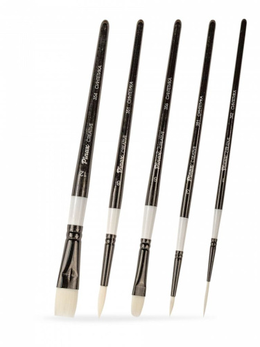 Набор кистей белая синтетика Pinax "CREATIVE White Taklon" АССОРТИ 5 шт