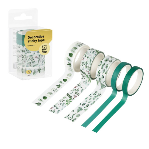 Набор клейких декоративных лент MESHU "Greenery", 5 шт
