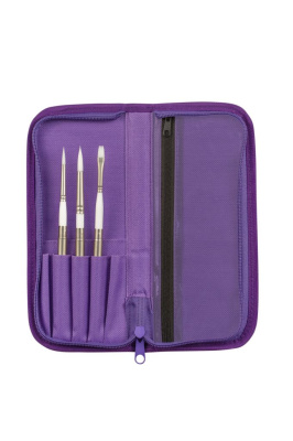 Набор кистей синтетика Pinax "WHITE TAKLON" складные 3 шт, ассорти, пенал д/кистей