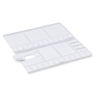Палитра пластиковая Pinax с крышкой и ячейками для красок, 13х26 см