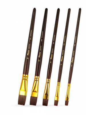 Набор кистей бордовая синтетика Pinax "CREATIVE" плоские 5 шт