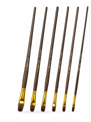 Набор кистей бордовая синтетика Pinax "CREATIVE" овальные 6 шт, длинная ручка