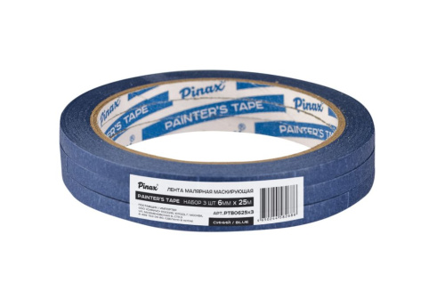 Лента малярная Pinax СИНЯЯ 6мм х 25м, набор 3шт
