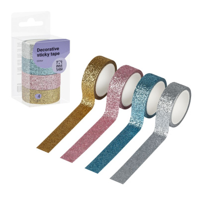 Набор клейких декоративных лент MESHU "Glitter", 4 шт