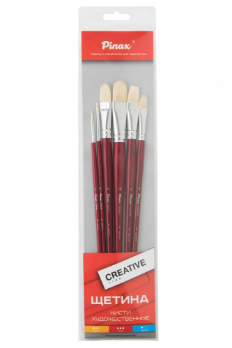 Набор кистей Щетина Pinax "Creative line" 6 шт Ассорти